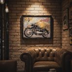 Vintage Motosiklet Kabartmalı Metal Tablo 55x45 cm Retro Duvar Dekoru Ofis Bar Garaj Motor Tutkunu