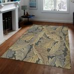 Vintage Parça Halı - Retro Yeşil Acanthus Yaprak Tasarımlı Kaymaz Dikdörtgen Halı Yemek Odası ve Yatak Odası Dekoru için 120x180 cm Zarif Ev Vurgusu