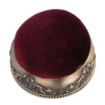 Vintage Pin Yastık Yumuşak Elastik Metal Taban Yarım Top Şekli Retro İğne Yastık Dikiş Kapitone için (Yeşil Bronz Taban Kırmızı Tip)