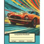 Vintage Red Race Car Composition Notebook: Classic Racing Car Journal with Checkered Flag Aesthetics | School, Travel, Home, Automobile Body Shop, ... Gearheads & Engineers | Wide Ruled, 110 Pages