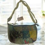 Vintage Renkli Etnik Salaş Küçük S Boy Plaj Günlük Toparlayıcı Kadın Kol Omuz Çantası 28M x 17CM - Haki - Sarı