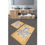Vintage Roses 2li Set Djt Banyo Halısı Kaymaz Tabanlı Klozet Takımı Paspas Seti