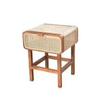 Vintage Rustik Ahşap Rattan Komodin - Çok Yönlü Koltuk Yan Sehpası ve Ev Yatak Odası Mobilyaları için Saklama Dolabı - Modern Dekor için Şık Vurgu Masası