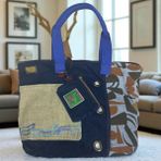 Vintage Salaş Çok Renkli Orta Boy Günlük Seyahat Gezi Omuz Çantası 36CMX34CM - 36 x 34 cm - Lacivert - Kahverengi