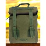 Vintage Salaş Kanvas Deri Su Geçirmez Design Unisex Gezi Okul Seyahat Kamp Sırt Çantası 28 cm x 37 cm - Haki