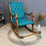 Vintage Sallanan Sandalye, Su Yeşili, Ahşap, Ceviz Ayak