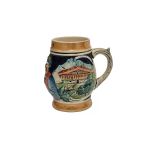 Vintage Tankart Kabartma İnsan Ve Doğa Tasfirli Alman Seramik Bira Bardağı 9,5Cm 002