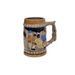Vintage Tankart Kabartmalı İnsan Tasfirli Alman Seramik Bira Bardağı 11,8Cm 001
