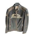 Vintage Tarz Hakiki Deri Motosiklet Montu, Koyun Derisi, Eskitme Tasarım, Orta Kalınlık (Eskitme Ateşli, XL)
