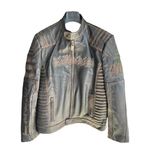 Vintage Tarz Hakiki Deri Motosiklet Montu, Koyun Derisi, Eskitme Tasarım, Orta Kalınlık (Eskitme Buldog, 2XL)