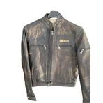 Vintage Tarz Hakiki Deri Motosiklet Montu, Koyun Derisi, Eskitme Tasarım, Orta Kalınlık (Eskitme Dayzel, 3XL)