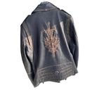 Vintage Tarz Hakiki Deri Motosiklet Montu, Koyun Derisi, Eskitme Tasarım, Orta Kalınlık (Eskitme Ş.Figurlu, XL)