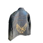 Vintage Tarz Hakiki Deri Motosiklet Montu, Koyun Derisi, Eskitme Tasarım, Orta Kalınlık (Eskitme Şahin, 3XL)