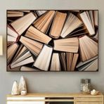 Vintage Tuval Tablo Büyük Kitaplar Retro Eski Kitap Kitap Posterleri ve Baskıları Kitap Rafları Duvar Sanatı Oda Dekorasyonu için İç Çerçeve 60 x 90 cm