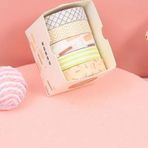 Vintage Washi Tape Bant Baskılı Yapışkanlı Maskeleme Kağıdı Desenli Bant 5 Li - Geometrik N1