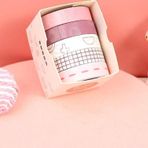 Vintage Washi Tape Bant Baskılı Yapışkanlı Maskeleme Kağıdı Desenli Bant 5 Li - Geometrik N2