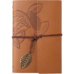 Vintage Yaprak Motifli Pu Deri Defter – 80 Sayfa Çizgisiz Günlük, 14.5X10.5 Cm, Yaprak Şeklinde Metal Kapatmalı Retro Ajanda & Not Defteri, Seyahat Defteri, Travel Journal - Kahverengi