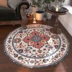 Vintage Yuvarlak Halı Yıkanabilir Oturma Odası Oryantal Tarzı Kanepe Halısı Kısa Tüylü Sehpa Mat Renkli Desen Kaymaz Halı Yatak Odası için 60 cm