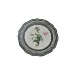 Vintage Zınn Çerçeveli Dekoratif Pulmonaria Officinalis Bitkisi Temalı Duvar Tabağı 10Cm 007
