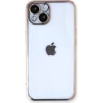 VINTESSY İTRARK27281MUK Apple Uyumlu Iphone 14 Plus Kılıf Razer Lensli Silikon - Gold Düz Renkli Kılıf