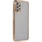 VINTESSY MEPA048-37552MKR Samsung Galaxy A23 4G Kılıf Razer Lensli Silikon - Gold Düz Renkli Kılıf-Arka Kapak