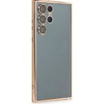 VINTESSY MEPA048-37612MKR Samsung Galaxy S22 Ultra Kılıf Razer Lensli Silikon - Gold Düz Renkli Kılıf-Arka Kapak