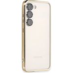 VINTESSY MEPA048-37675MKR Samsung Galaxy S23 Plus Kılıf Razer Lensli Silikon - Gold Düz Renkli Kılıf-Arka Kapak