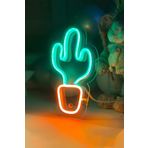 vinyuup Çocuk Odası Için Masaüstü Küçük Kaktüs V2 Şeklinde Neon Led Işıklı Tablo 11 X 20 Cm