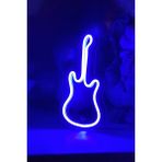 Vinyuup Mavi Çocuk Odası Için Masaüstü Küçük Gitar Şeklinde Neon LED Işıklı Tablo 10 x 20 cm - Altın