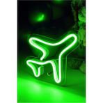 Vinyuup Yeşil Çocuk Odası Için Masaüstü Küçük Uçak Şeklinde Neon LED Işıklı Tablo 16 x 16 cm - Altın