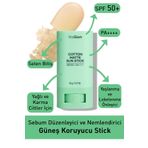 VioGlam Cotton Matte Sun Stick Güneş Kremi Spf50 Pa Yağlı / Karma Ciltler Için Saten Bitiş (VİONİNE)