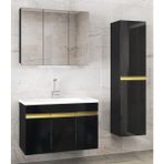 Viola3-Asgold 100 +35 Cm Seramik Lavabolu Banyo Dolabı Seti, Boy Dolaplı Banyo Dolabı