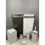 Violet 6 Parça Kirli Çamaşır Sepeti- Wc Banyo Set, Violet 6 Parça Lüx Çeyiz Seti - Gri - Beyaz