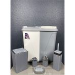 Violet 6 Parça Kirli Çamaşır Sepeti- Wc Banyo Set, Violet 6 Parça Lüx Çeyiz Seti - Gri