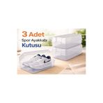 Violet Erkek Ayakkabı Kutusu Şeffaf Plastik Kapaklı Ayakkabı Saklama Kutusu 210x350x70 mm (3 ADET)