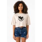 Violet Evergarden Anime Ch Postal Company Logo Bej Kadın Crop Tshirt