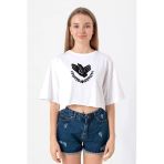 Violet Evergarden Anime CH Postal Company Logo Beyaz Kadın Crop Tshirt