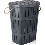 Violet Plastik Bambu Kirli Çamaşır Sepeti 50-99 L Kapasite Antrasit Renk ve Dayanıklı Malzeme - 48*30*54