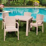 Violet Rattan 90X90CM 4lü Camsız Bahçe Mutfak Masa Takımı Cappuccino - Cappucino