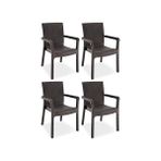 Violet Rattan Koltuk Rattan Bahçe Balkon Sandalyesi Kahverengi (4 Adet)