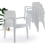 Violet Rattan Sandalye Takımı 6 Kişilik Bahçe Balkon Teras Takımı Beyaz