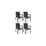 Violet Trend Lux Rattan Koltuk Rattan Desen Bahce Koltugu Balkon Bahce Teras Sandalye Kahverengi 4'Lu Set