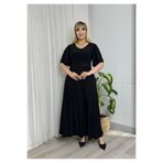 ViolettaXL KADIN BUYUK BEDEN BEL PAYET DETAY ESNEK SANDY ABİYE ELBİSE