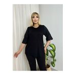 ViolettaXL KADIN BÜYÜK BEDEN BİSİKLET YAKA KOLLARI FİSTO DETAY ESNEK VİSKON BLUZ
