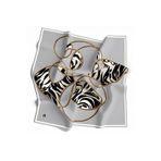 VİOLLA Soft Çember ve Zebra Desenli Gümüş Renkli 90x90 Eşarp (İpek İçermez) Kenar Dikiş Şekli El Dikişli