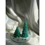 Viollet Art And Design 2'li Çam Ağacı Mum Seti, Dekoratif Mum, Yeni Yıl Konsept, Yılbaşı , Mum, 15 cm ve 9 cm - Yeşil