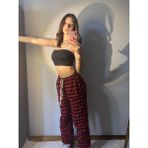 Violon Kırmızı Siyah Kare Ekose Desenli Rahat Unisex Oversize Eşofman Altı Pijama - Kırmızı - Siyah