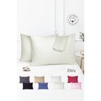 Vionel Home %100 Pamuk 2’li Çizgili Saten Yastık Kılıfı 50 x 70 | Ekru - 50 x 70 Cm