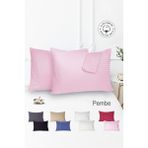 Vionel Home %100 Pamuk 2’li Çizgili Saten Yastık Kılıfı 50 x 70 | Pembe - 50 x 70 Cm