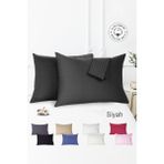 Vionel Home %100 Pamuk 2’li Çizgili Saten Yastık Kılıfı 50 x 70 | Siyah - 50 x 70 Cm